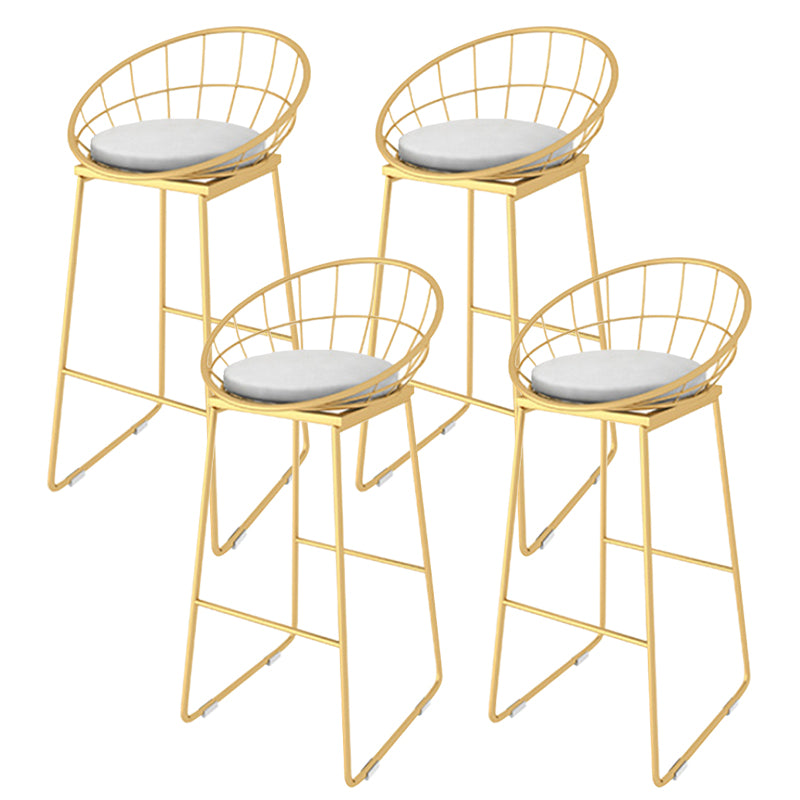 Glam Style Counter Stool Upholstered Round Bar Stool with Gold Frame
