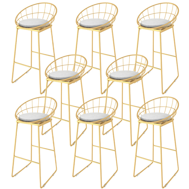 Glam Style Counter Stool Upholstered Round Bar Stool with Gold Frame