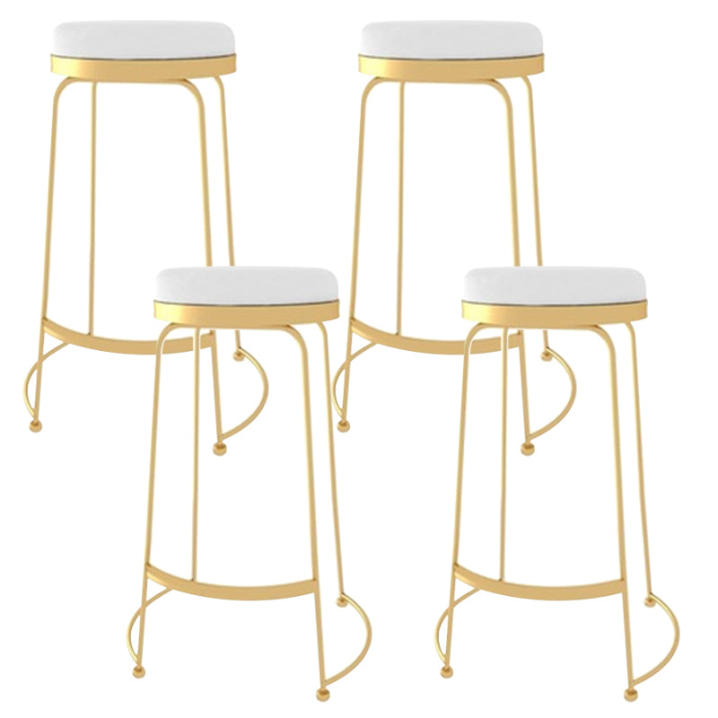 Glam Style Counter Stool Upholstered Round Bar Stool with Gold Frame