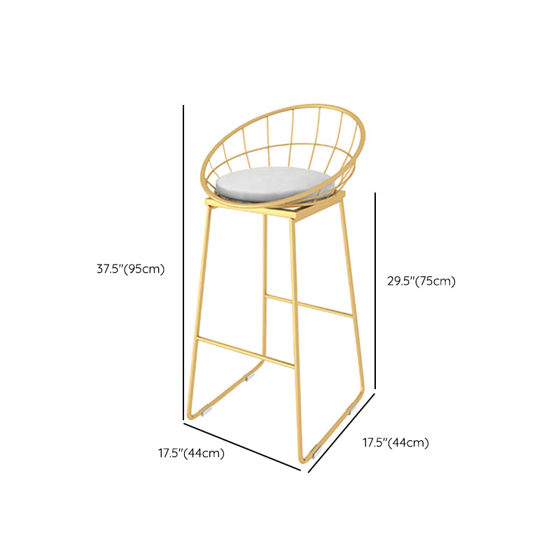 Glam Style Counter Stool Upholstered Round Bar Stool with Gold Frame