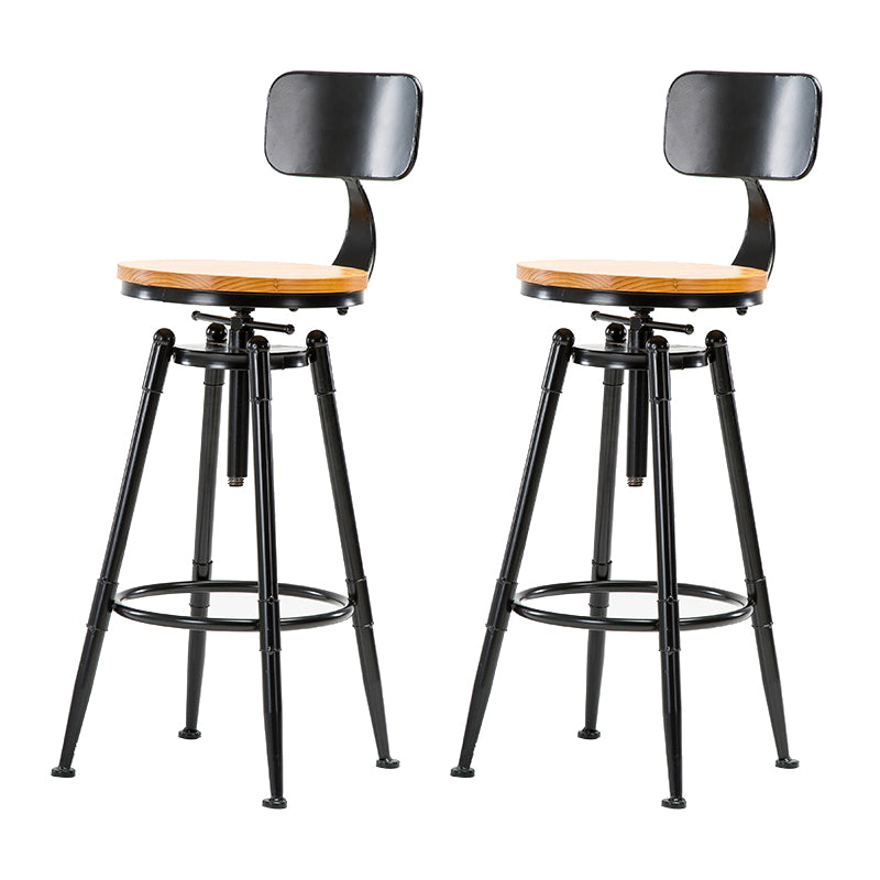 Solid Wood Counter Stool Industrial Adjustable Height Stool for Living Room