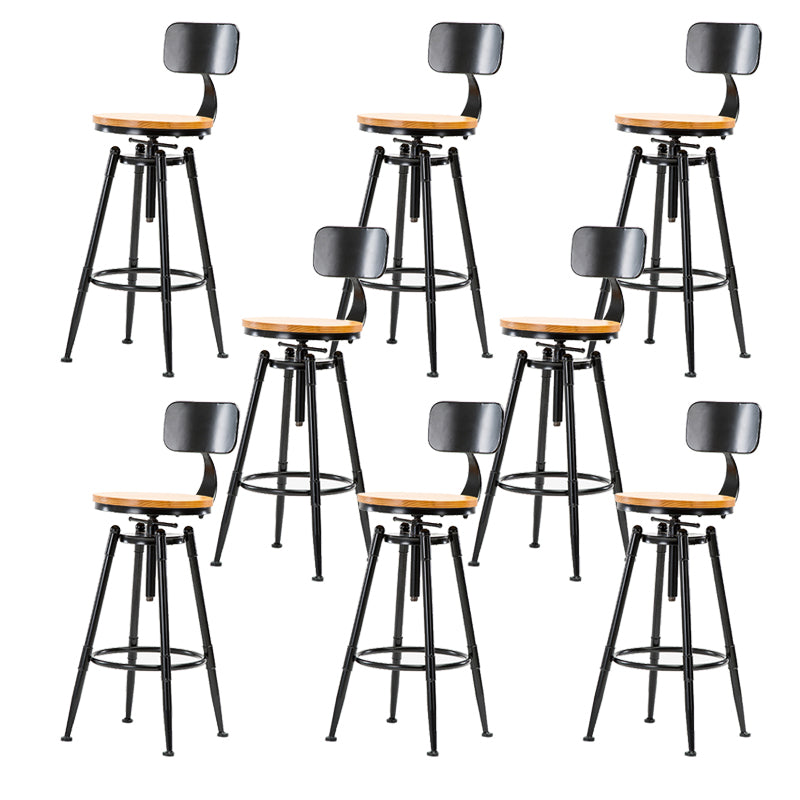 Solid Wood Counter Stool Industrial Adjustable Height Stool for Living Room