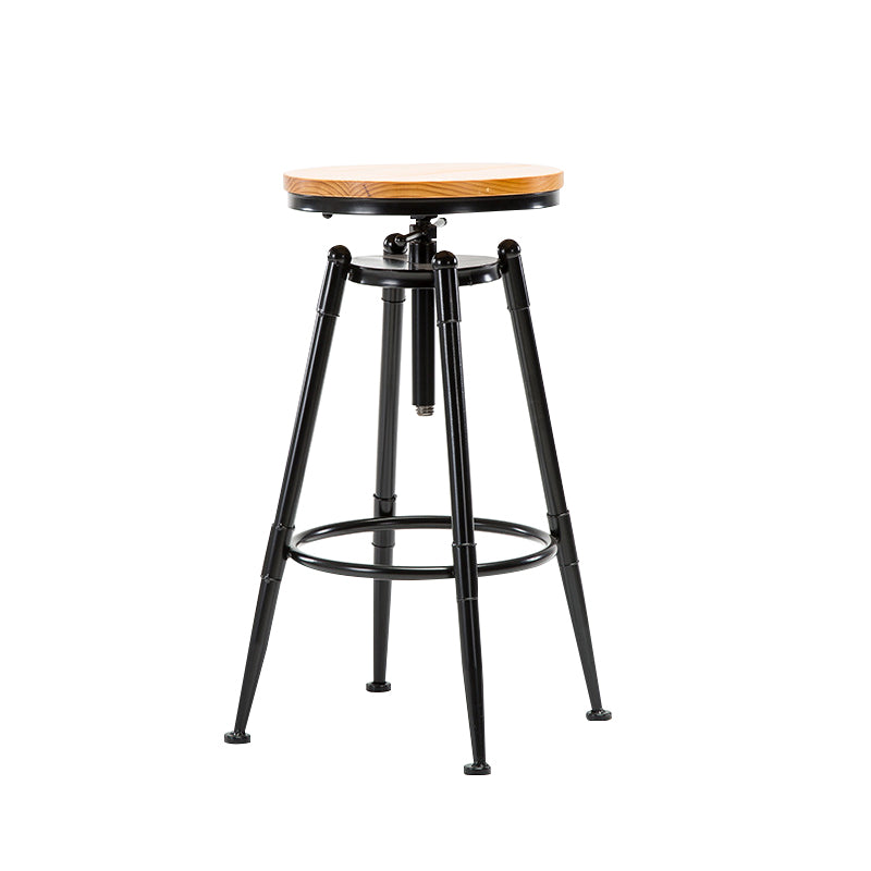 Solid Wood Counter Stool Industrial Adjustable Height Stool for Living Room