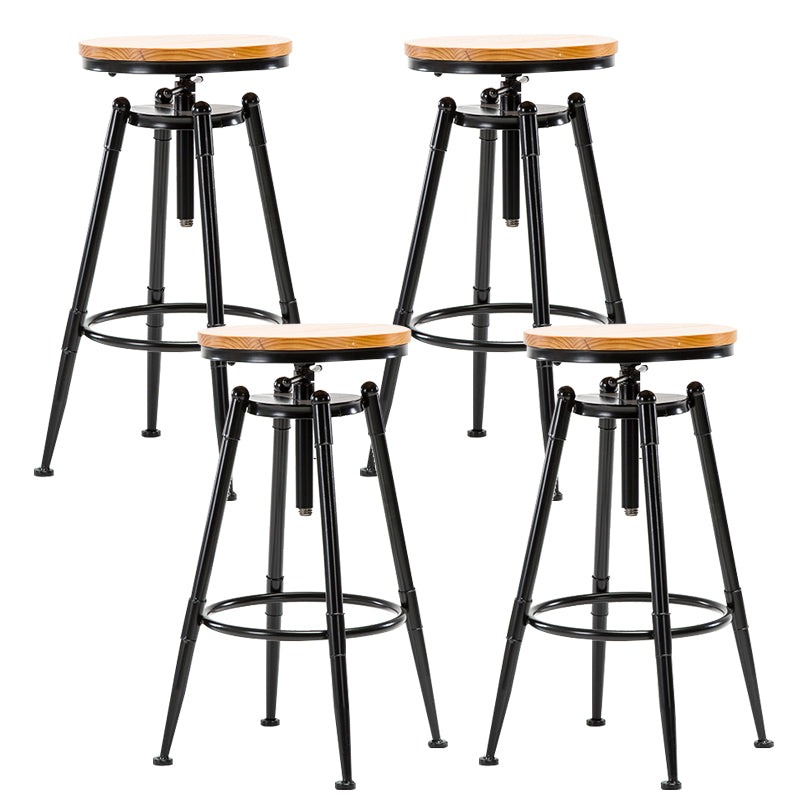 Solid Wood Counter Stool Industrial Adjustable Height Stool for Living Room