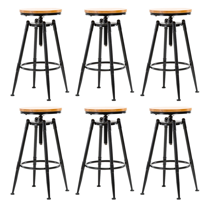 Solid Wood Counter Stool Industrial Adjustable Height Stool for Living Room