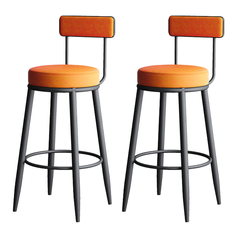 Faux Leather Armless Counter Stool Glam Style Low Back Bar Stool for Indoor