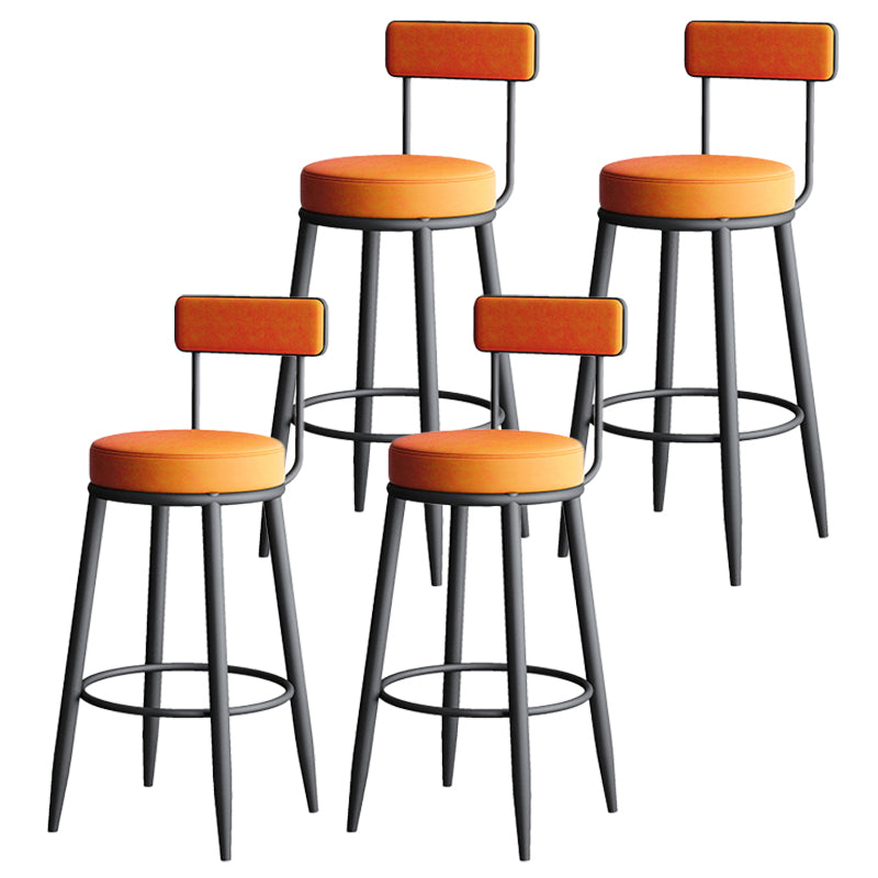 Faux Leather Armless Counter Stool Glam Style Low Back Bar Stool for Indoor