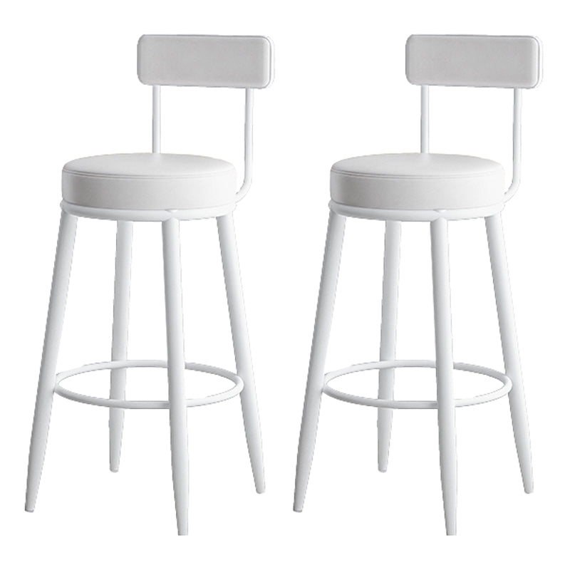 Faux Leather Armless Counter Stool Glam Style Low Back Bar Stool for Indoor