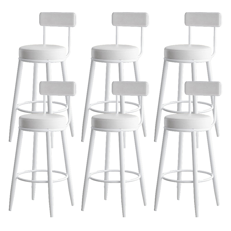 Faux Leather Armless Counter Stool Glam Style Low Back Bar Stool for Indoor