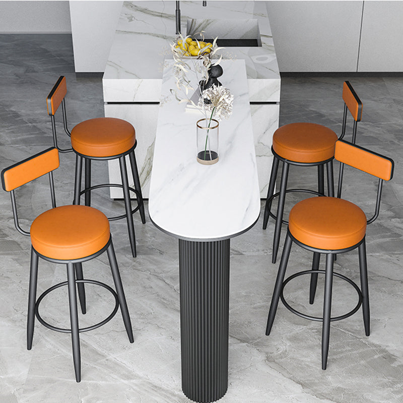 Faux Leather Armless Counter Stool Glam Style Low Back Bar Stool for Indoor