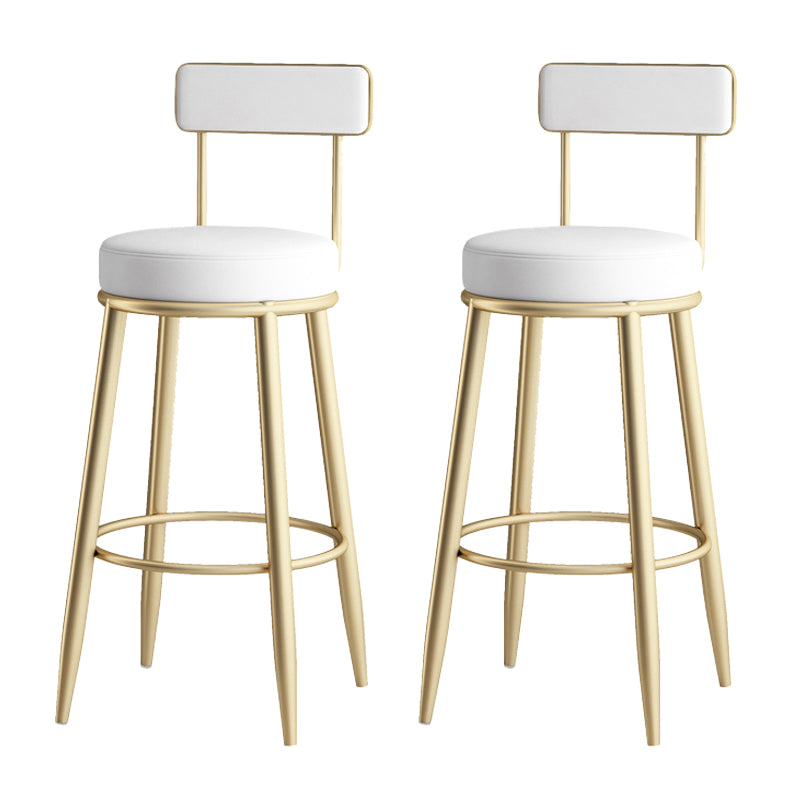 Faux Leather Armless Counter Stool Glam Style Low Back Bar Stool for Indoor