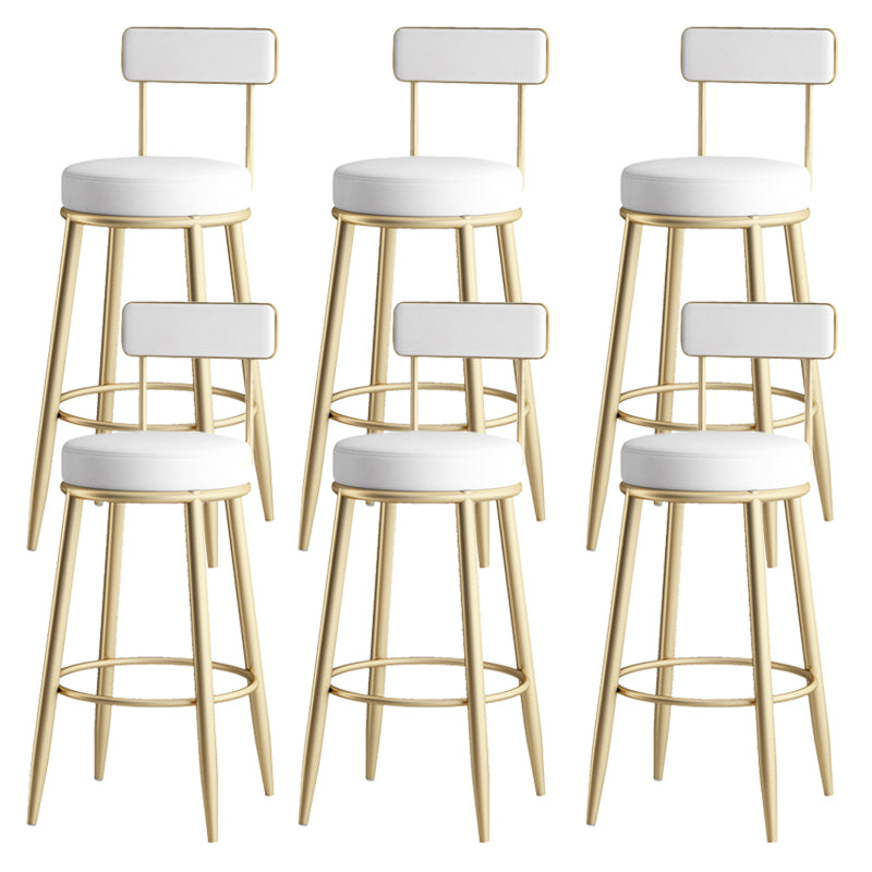 Faux Leather Armless Counter Stool Glam Style Low Back Bar Stool for Indoor