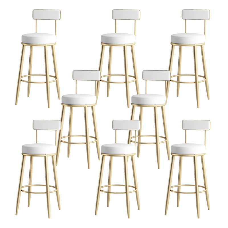 Faux Leather Armless Counter Stool Glam Style Low Back Bar Stool for Indoor