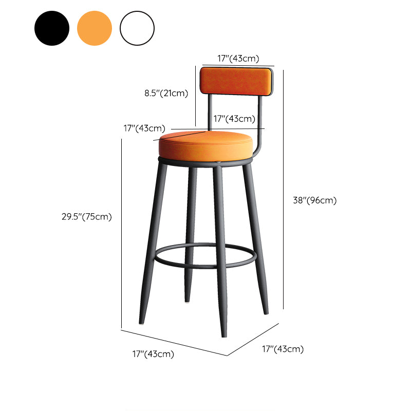 Faux Leather Armless Counter Stool Glam Style Low Back Bar Stool for Indoor