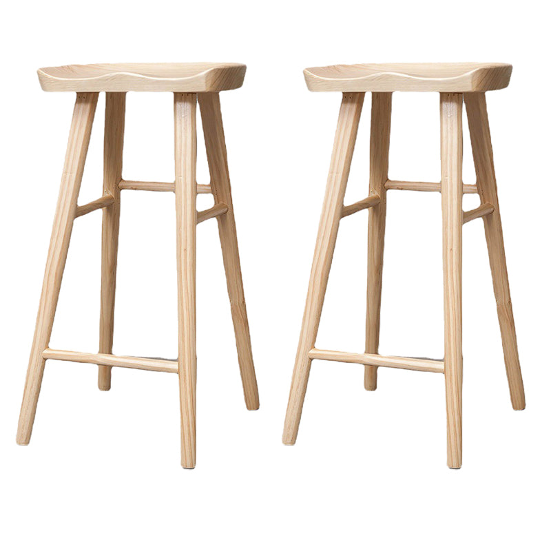 Industrial Solid Wood Counter Stool Saddle Seat Backless Bar Stool