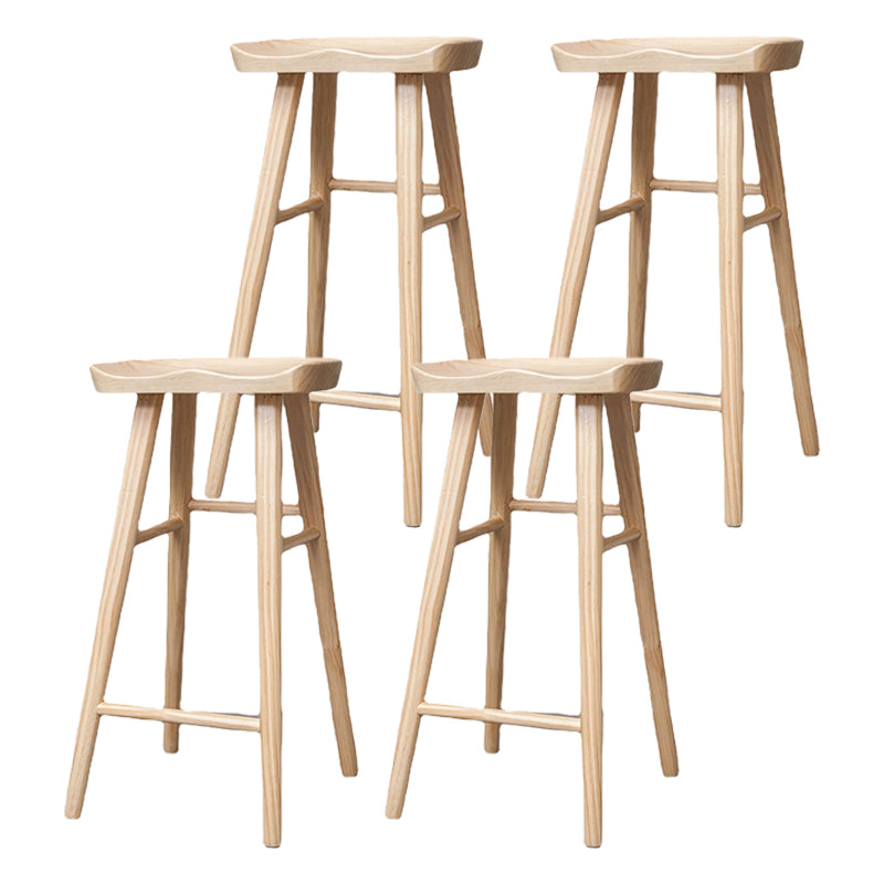 Industrial Solid Wood Counter Stool Saddle Seat Backless Bar Stool