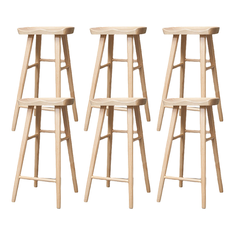 Industrial Solid Wood Counter Stool Saddle Seat Backless Bar Stool