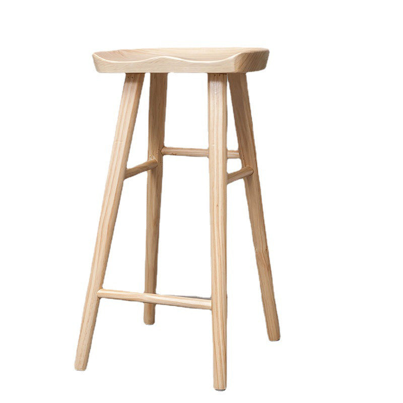 Industrial Solid Wood Counter Stool Saddle Seat Backless Bar Stool