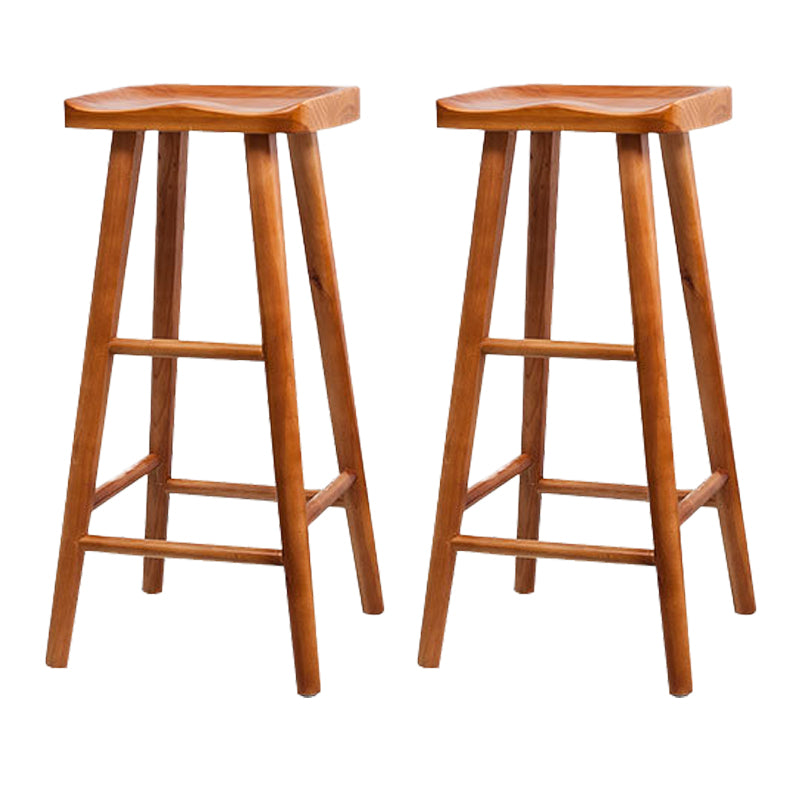 Industrial Solid Wood Counter Stool Saddle Seat Backless Bar Stool