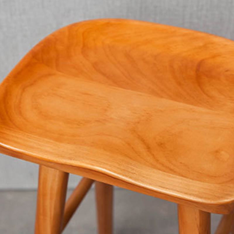 Industrial Solid Wood Counter Stool Saddle Seat Backless Bar Stool
