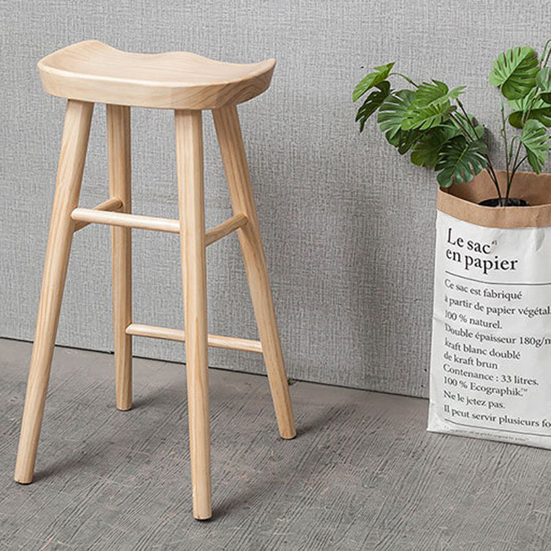 Industrial Solid Wood Counter Stool Saddle Seat Backless Bar Stool
