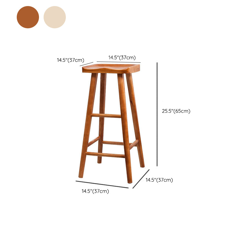 Industrial Solid Wood Counter Stool Saddle Seat Backless Bar Stool