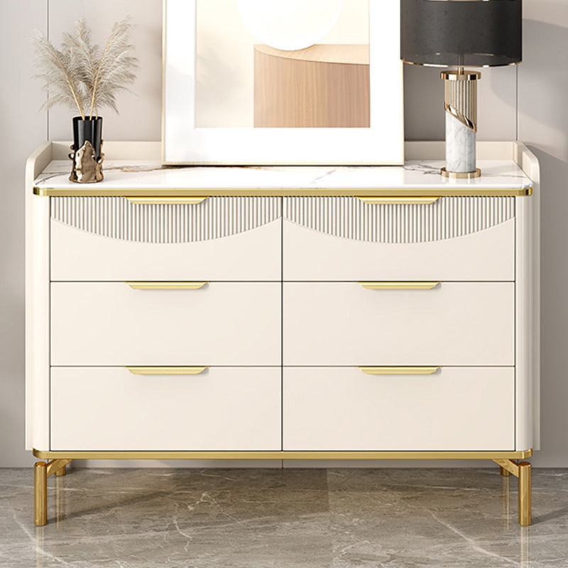 Glam Stone 16"Wide Storage Chest Bedroom Chest in White with Drawers