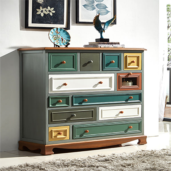 American Traditional Storage Chest Dresser Vertical Wooden Storage Chest with Drawers