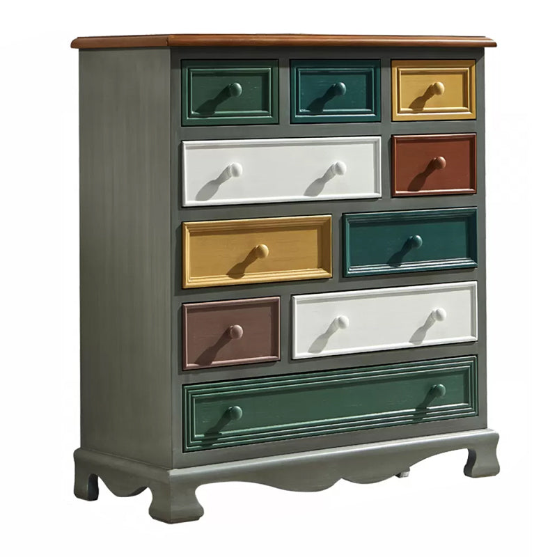 American Traditional Storage Chest Dresser Vertical Wooden Storage Chest with Drawers