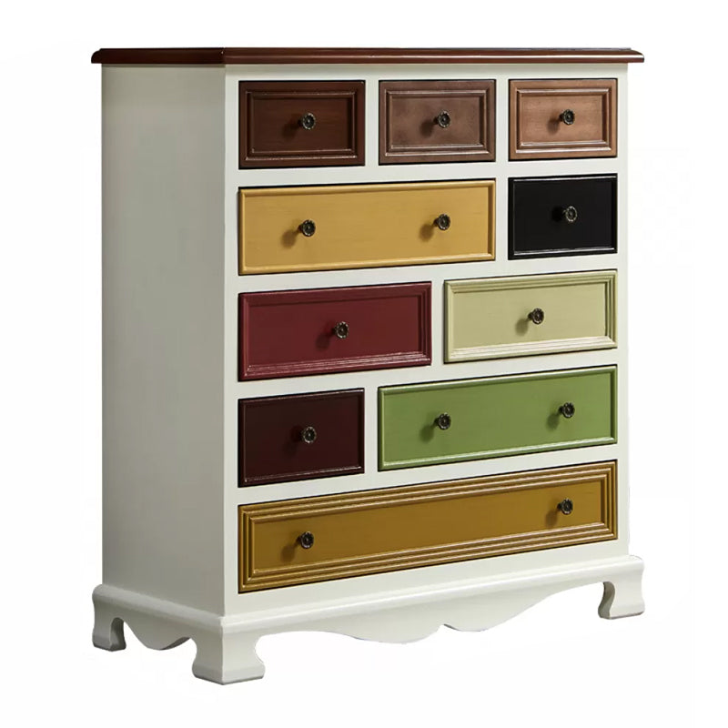 American Traditional Storage Chest Dresser Vertical Wooden Storage Chest with Drawers