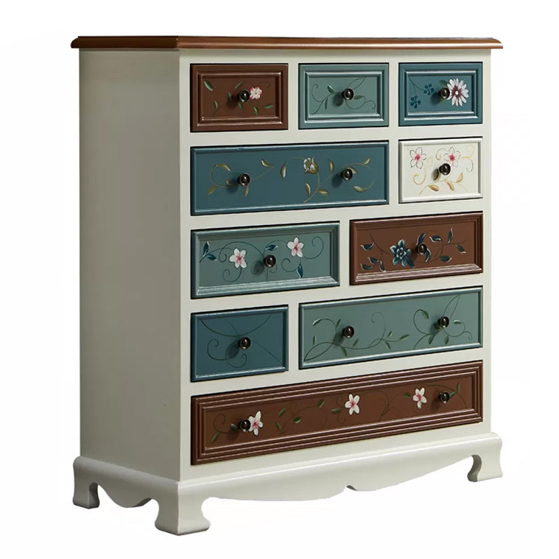 American Traditional Storage Chest Dresser Vertical Wooden Storage Chest with Drawers