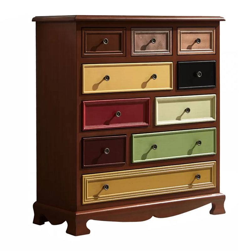 American Traditional Storage Chest Dresser Vertical Wooden Storage Chest with Drawers