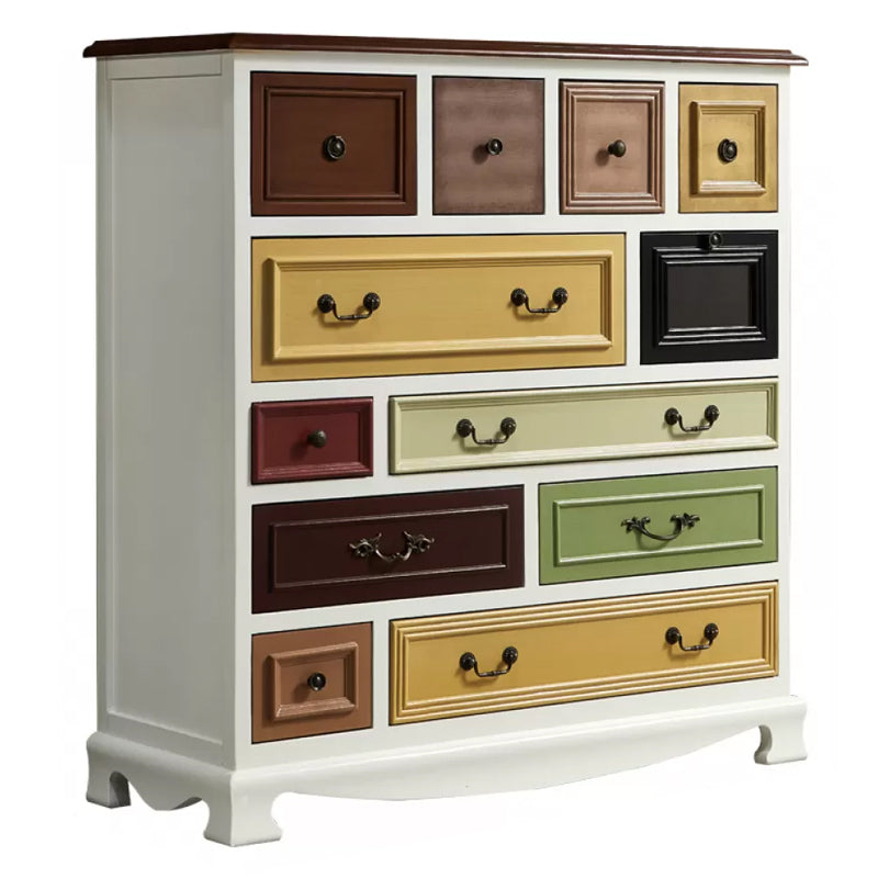 American Traditional Storage Chest Dresser Vertical Wooden Storage Chest with Drawers