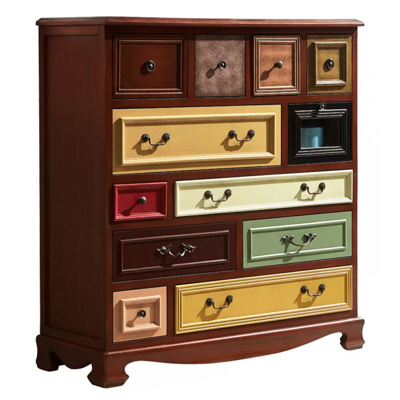 American Traditional Storage Chest Dresser Vertical Wooden Storage Chest with Drawers
