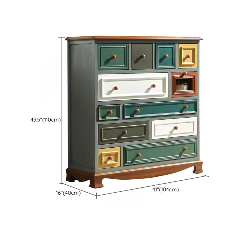 American Traditional Storage Chest Dresser Vertical Wooden Storage Chest with Drawers