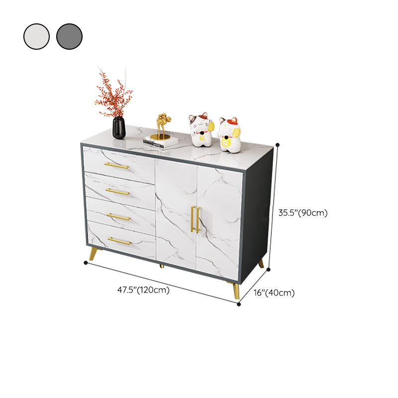 16" Wide Glam Storage Chest Stone Bedroom Chest in White with Drawers