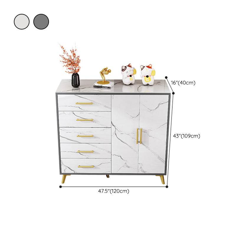 16" Wide Glam Storage Chest Stone Bedroom Chest in White with Drawers