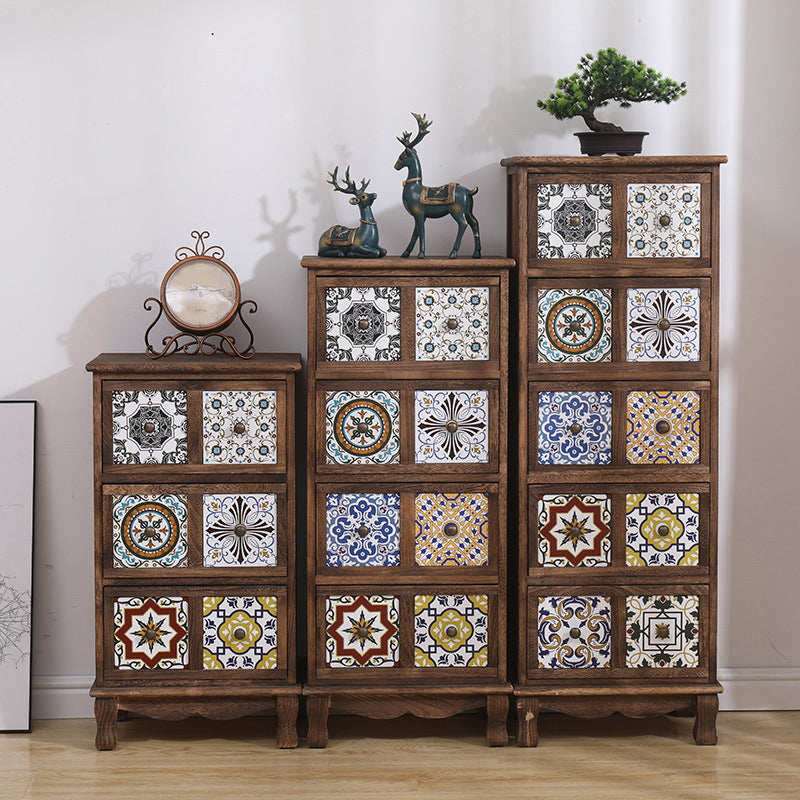 Nautical Bedroom Storage Chest Solid Wood Chest in Brown with Drawers