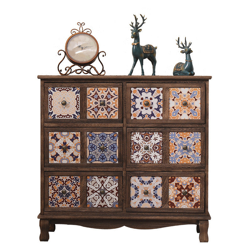 Nautical Bedroom Storage Chest Solid Wood Chest in Brown with Drawers