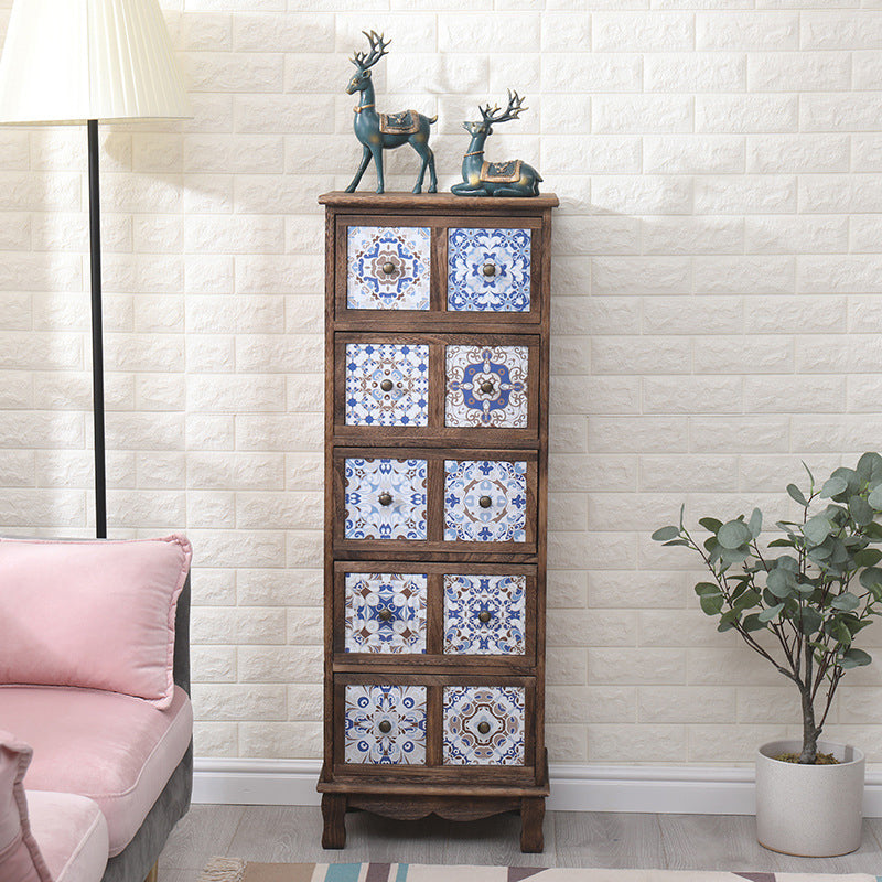 Nautical Bedroom Storage Chest Solid Wood Chest in Brown with Drawers