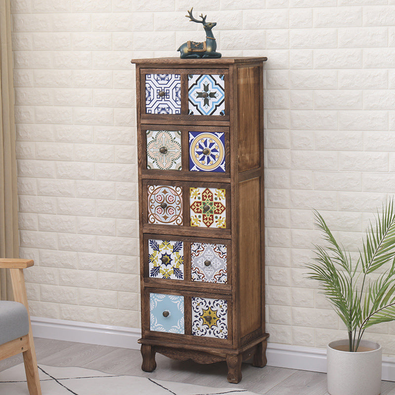 Nautical Bedroom Storage Chest Solid Wood Chest in Brown with Drawers