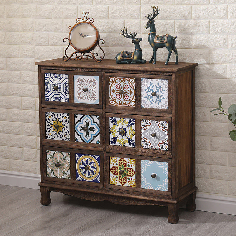 Nautical Bedroom Storage Chest Solid Wood Chest in Brown with Drawers