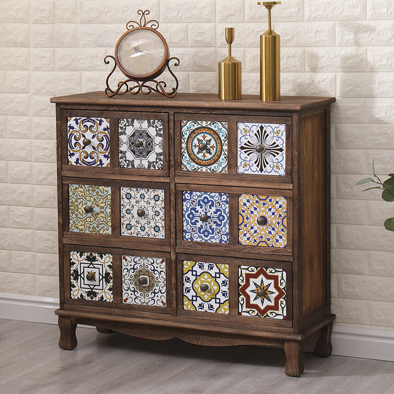 Nautical Bedroom Storage Chest Solid Wood Chest in Brown with Drawers
