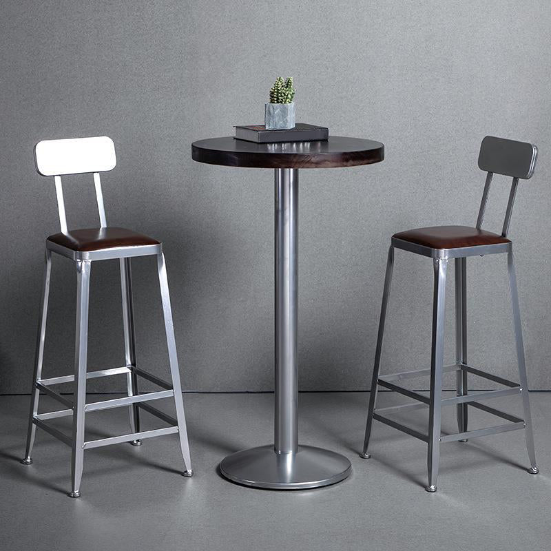 Industrial Iron Counter Height Stools Footrest Bar Stool for Indoor