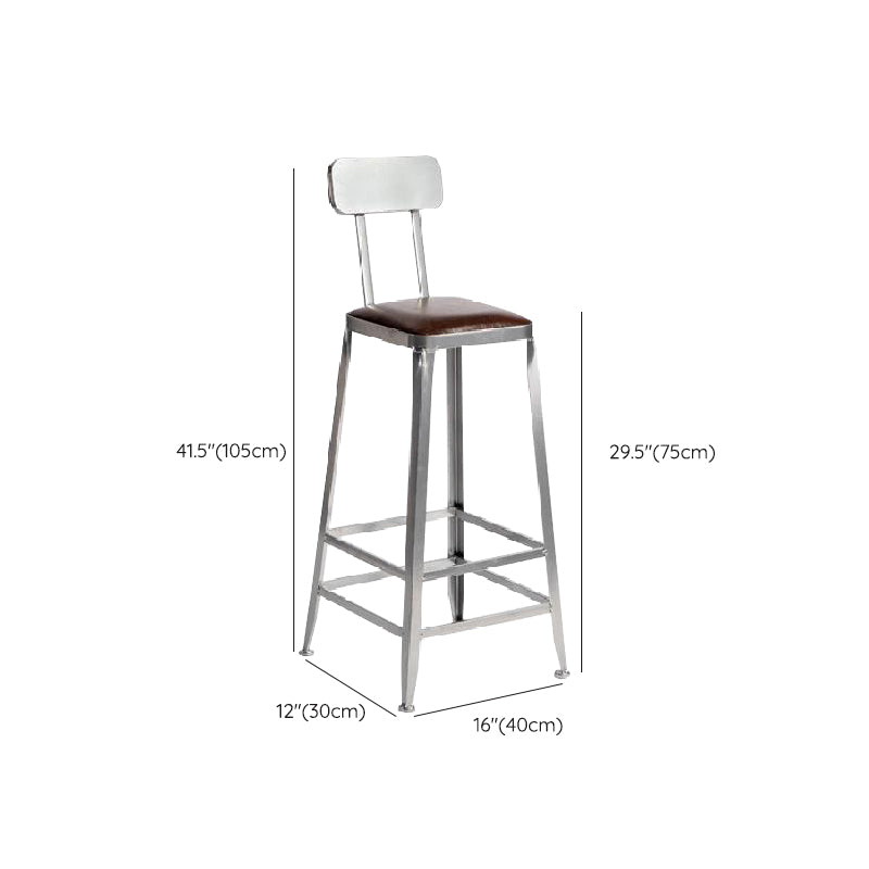 Industrial Iron Counter Height Stools Footrest Bar Stool for Indoor
