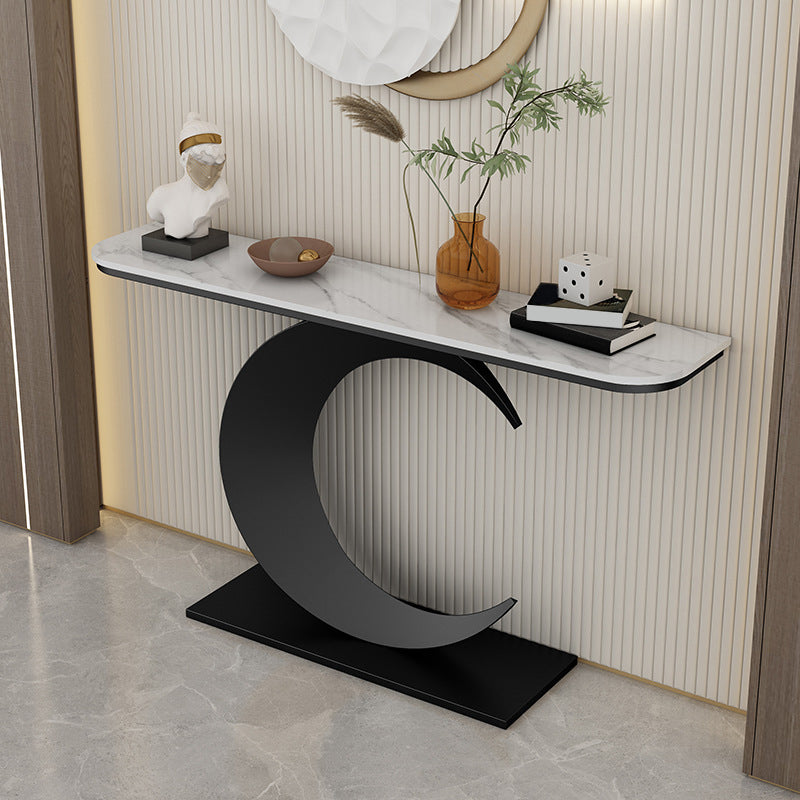31.5" Tall Stone Console Table Glam Scratch Resistant End Table