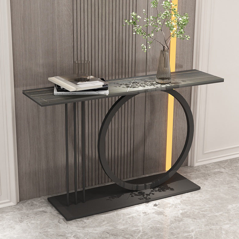 31.5" Tall Stone Accent Table Scratch Resistant Console Table with Shelf