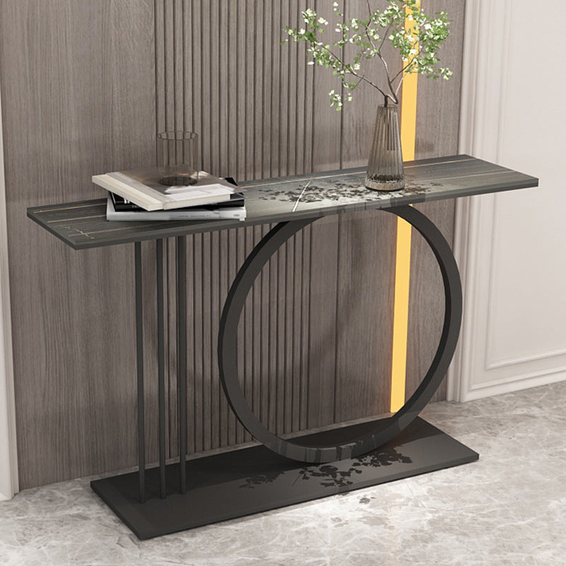 31.5" Tall Stone Accent Table Scratch Resistant Console Table with Shelf