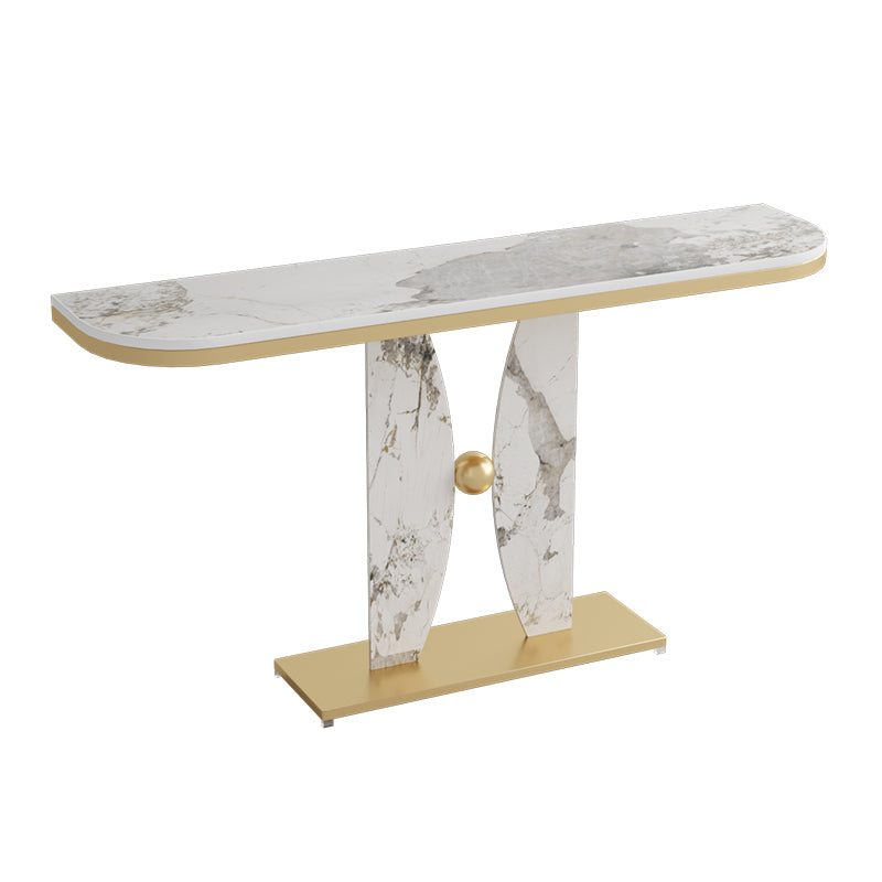 31.5-inch Tall Console Table Stone Half Moon Accent Table for Hall
