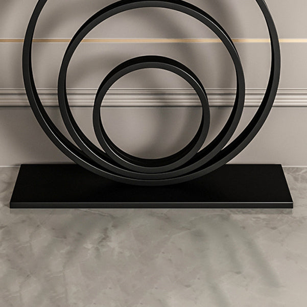 Stone Half Moon Console Table 31.5-inch Tall Accent Table with Shelf